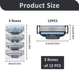 12 Stück kompatibel Mach 3 Rasierklingen Nachfüllungen, 3-fach Klingensystem Rasierer Ersatzklingen für Nassrasierer für Männer, Sicherheitsdesign, Komfort Rasur, Rasierhobel Klingen Nachfüllungen