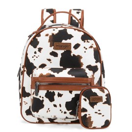 Wrangler Medium Cow Print Backpack Cute Daypacks Bookbag Purse for Women Casual:_Medium Allover Cow Print Pink
