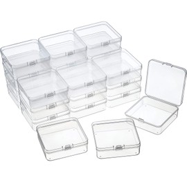 SATINIOR 24 Packs Small Clear Plastic Beads Storage Containers Box with Hinged Lid for Storage of Small Items, Crafts, Jewelry, Hardware