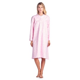 Casual Nights Women's Flannel Floral Long Sleeve Sleepwear Nightgown - Pink - 3X-Large