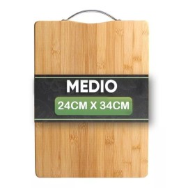 Lagom Tabla Picar Cortar Alimentos Carnes Lagom 24x34cm De Bambú Y Madera Orgánico Natural 3 En 1 Alta Densidad Y Dureza Con Agarradera Colgable Excelente Artesanía Sin Daño A Cuchilla Facil De Limpiar