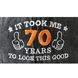 J.Ehonace 70th Birthday Embroidered Dad Cap – One Size Fits All, Washed Cotton Baseball Cap for Men and Women, Black