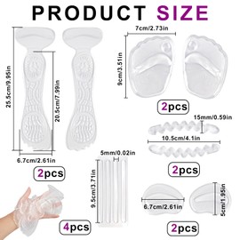 Silikon Einlagen Set für Schuhe - Anti-Rutsch Geleinlagen gegen Fußschmerzen, inklusive Ballenpolster und Fersenschutz, Unsichtbare Einlegesohlen für Absatzschuhe, Set mit Anti-Reibung Riemen