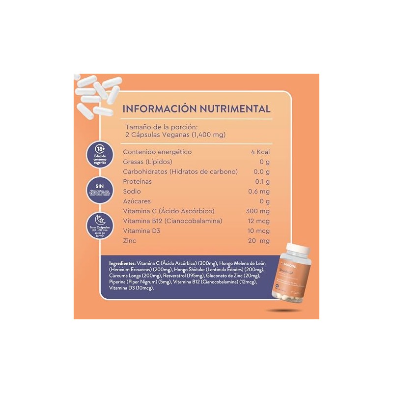 Suplemento con Vitamina C, Zinc y Vitamina D3 para Sistema