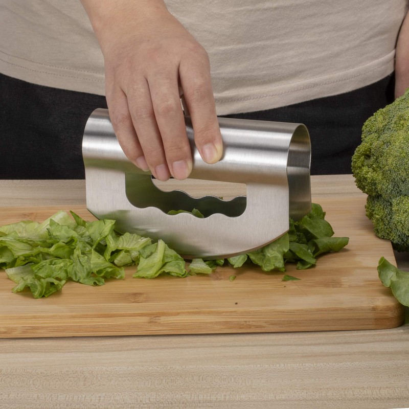 Salad Knife Chopper with Protective Cover - Stainless Steel Salad