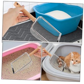 Parliky Sand Shovel Made of Stainless Steel Litter Cleaning Shovel Waste Scoop Reusable Shovel for Cat Litter Sand Sieve Cat Counter Throwing Shovel Stainless Steel Rubbish Bin Wood