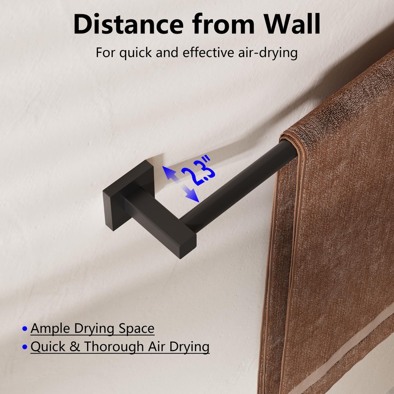 MIROAMZ Towel Bar, Adjustable 12.7inch to 23.2inch Wall Mounted Towel