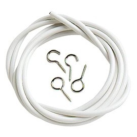 Merriway BH03868 Plastic Coated Curtain Wire with 2 Each Hooks and Eyes, 90 cm (36 inch) , White