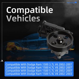 20-70269 power steering pump with pulley reservoir Compatible With Dodge Ram 1500 2002-2007, Replace #20-70269 96-70269 5073241AA 52113364AH 52113364AI 52113364AK 52113454AI 52113454AK