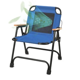KNINE OUTDOORS Foldable Beach Chair Camping Chair with Fan, with USB-Powered Cooling System, for Camp, Beach, Fishing (Blue)