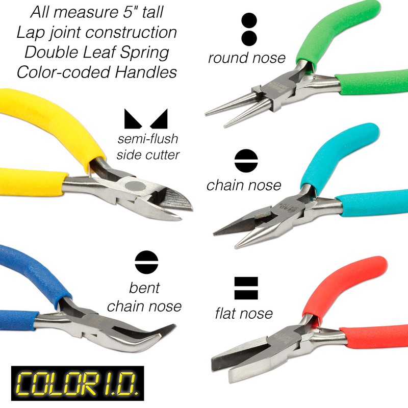 The Beadsmith Color-ID Pliers – Color Coded Set – 5