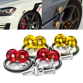 Xotic Tech JDM Quick Release Fasteners Compatible with Car Bumpers Trunk Fender Hatch Lids(Red + Gold)