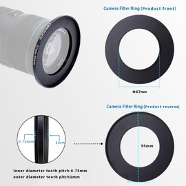 67mm to 95mm Camera Lens Adapter,Change The Filter or Lens Size from 67mm to 95mm.Compatible All 95mm Thread Filter Accessory+1pcs Lens Cleaning Cloth.