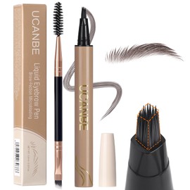 UCANBE Brow-Fection Angled Brush Eyebrow Pen, Liquid Microblading Eyebrow Pencils for Women, Wild Natural Brow Pen for Realistic Hair-Like Brows, Easy to Color, Waterproof, Lasts All Day, Ash Brown