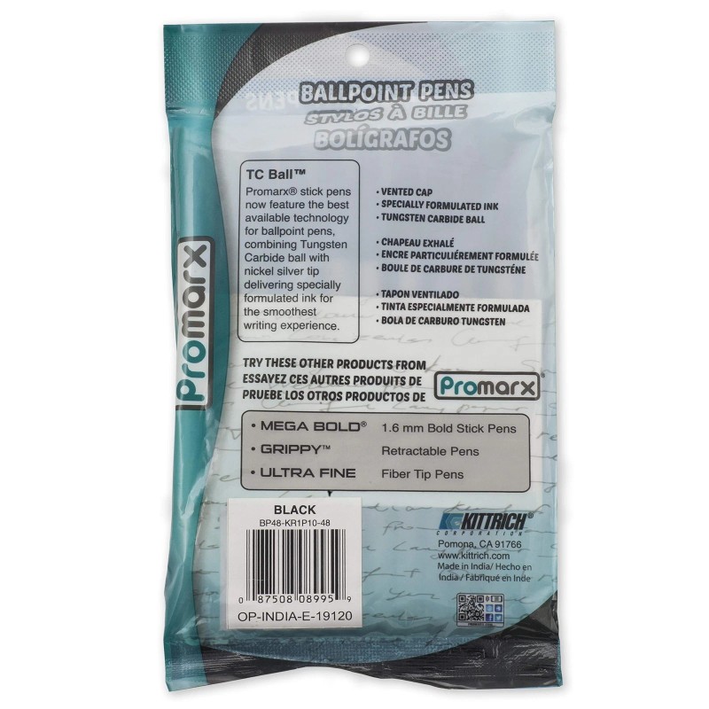 Promarx TC Ballpoint Pens 10 Count Medium Point Black Ink