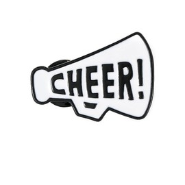 CHEER Megaphone Brooch Pins Megaphone Cheer Game Day Enamel Badge Football Rugby Ball Sports Cheerleading Team Sports Fans Favors- White