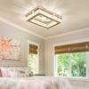 Dimmable Crystal LED Flush Mount Ceiling Light, 11.8"×9.1" Rectangular Close
