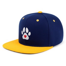 Dog Paw with Heart Hip-Hop Snapback Hat Embroidered Baseball Cap Canine Heartpaw