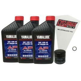 Cyclemax Oil Change Kit fits 2019-2023 Yamaha Yamalube 10W-40 for Grizzly/Kodiak 700 ATV