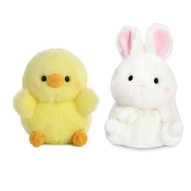 Aurora Bundle of 2 5" Beanbag Stuffed Animals: Chickadee Chick and Bunbun Bunny
