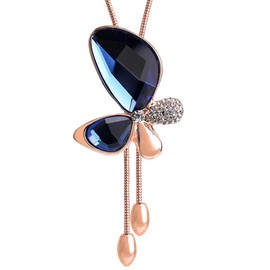 DAZZARRY Women's Butterfly Pendant Y Long Chain Design Lariet Necklace