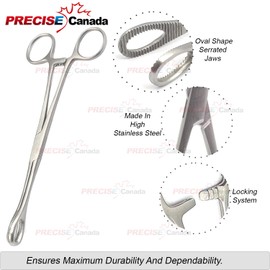 Precise Canada: 9-1/2" Locking Sponge Forceps - Stainless Steel - Four-Stage Locking Jaw