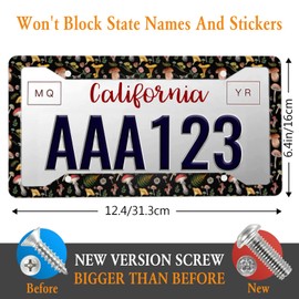 Mushroom License Plate Frame Funny Dragonfly License Plate Frame Car Aluminum Accessories Cars Decor with 2 Holes and Screws Fits Standard US Vehicles Size