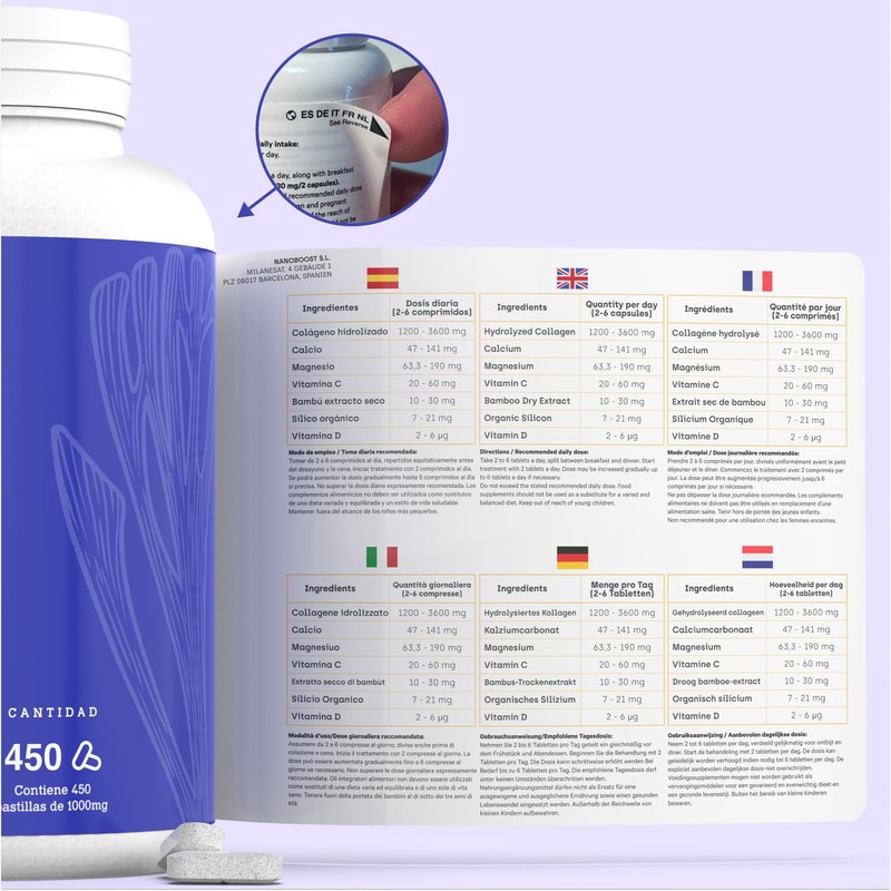 450 Capsules Hydrolysed Collagen with Magnesium XXL Pack (6 Months)