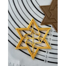 Golden Magen David, David's Star Cookie Cutter & Mold 4” inches Produced by 3D Kitchen Art