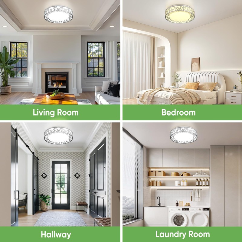 Lightania 16 Inch Flush Mount Ceiling Light, Modern Brushed Nickel
