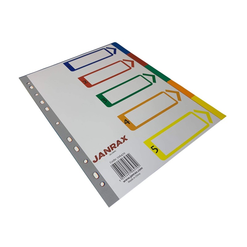 A4 5 Part Polypropylene Dividers with Index Cover