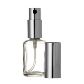 Riverrun Cologne Perfume Atomizer Square Glass Bottle Silver Fine Mist Sprayer 1/2 oz 15ml (Set of 6)