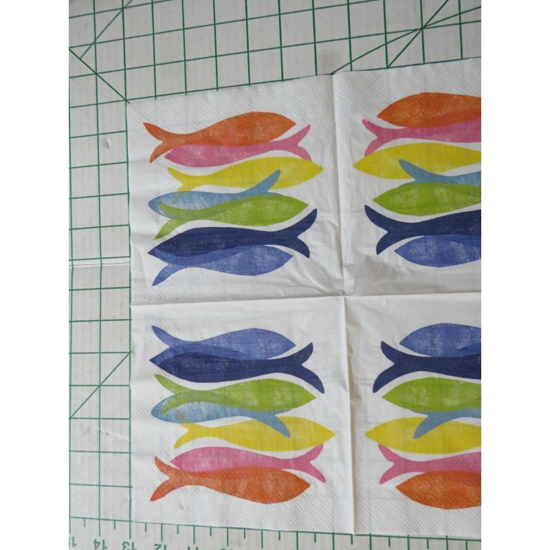 IHR Two Decorative Luncheon Napkins for Decoupage "Hand Stamped Fish"