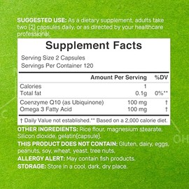 DEAL SUPPLEMENT- “CoQ10 100mg, 240 Cápsulas — con Omega 3 Ácido Graso 100mg — Biodisponible Coenzima Q10 Suplementos — | Biodisponible, Coenzima Q10 S