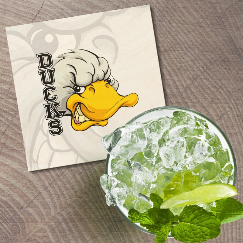 Unbranded Duck Face Animal 4'' X 4'' Square Wooden Coaster