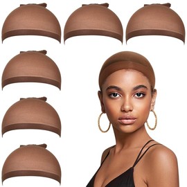PYEUIFT Set of 6 Wig Caps Hair Net Wig Caps Nylon Wig Net Stretchy Elastic Breathable Brown Hair Net