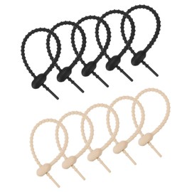 MECCANIXITY 20 Pack Silicone Cable Ties 7 Inch Reusable Zip Ties Twist Ties Elastic Wire Tie Cord Organizer for Bag Clip Cord Management Black & Light Brown