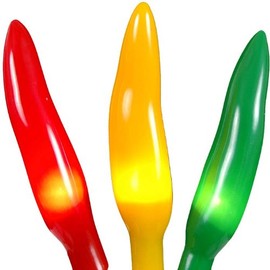 Novelty Lights CP-35 Chilli Pepper Mini Light Set, Red/Green/Yellow, Green Wire, 35 Light, 11' Long