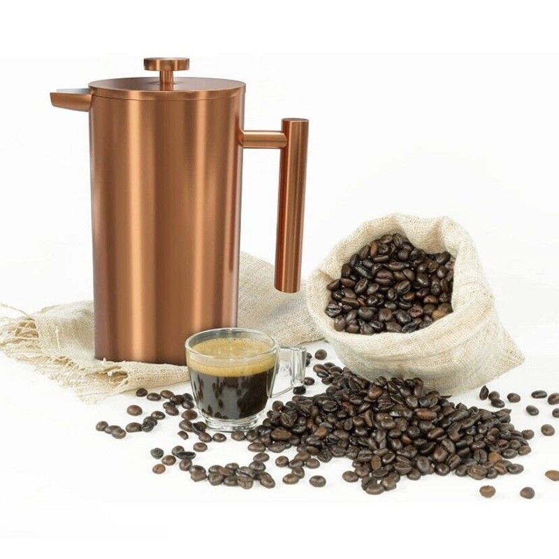 Modern Home 27oz FRENCH PRESS COPPER POT DOUBLE WALL STAINLESS