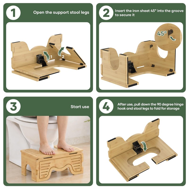 Foldable Toilet Stool Squat for Adults and Kids, 7" &