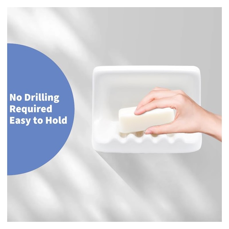 White Vintage Mounted Ceramic Soap Dish for Shower Wall,Retro Ceramic