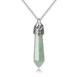 ZPMMPZ Natural Hexagonal Healing Crystal Necklace, Gemstone Pointed Quartz Stone Pendants Necklace with Adjustable Cord for Women Girls, Stainless Steel, Rhinestone