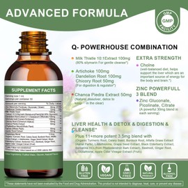 Liver Health Liquid Drops -Support Liver Cleanse Detox & Repair with Artichoke Milk Thistle Silymarin Extract, Dandelion,Turmeric, Berberine to Renew w/21 Potent Herb-Nutrients-60ml