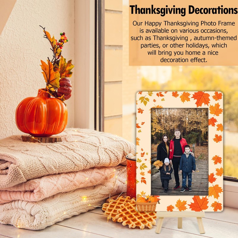 Cazhes Fall Pumpkin Picture Frames, Hello Autumn Wooden 4x6 Photo