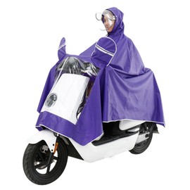 HAOZAIKEJI Universal Motorcycle Raincoat Waterproof Hoodie Rain Cape Reusable Bike E-bike Rain Coat Mobility Scooter Outdoor Rain Poncho with Detachable Hat Brim Reflective Strip for Men Women