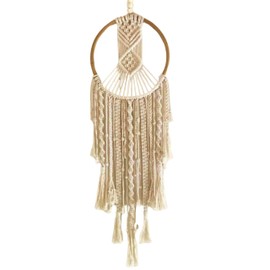 HASTVIKAS Large Macrame Wall Hanging Dream Catcher | Handmade Cotton Bohemian Wall Art | 32 x 12 inches, for Bedroom, Living Room, Nursery, Wedding Décor I Made in Uttar Pradesh, India (White)