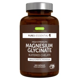 Igennus High Strength Magnesium Glycinate 1300mg, Buffered & Chelated, 380mg Elemental Magnesium, Clean Label, Vegan, 180 Capsules, 90 Servings
