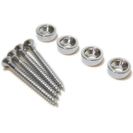 set of 4 guitar neck joint bushing/washers in chrome including screws 14mm dia