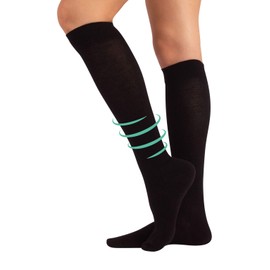 Medical support cotton knee high socks | compression cotton socks | 14-16 mmHg | made in italy | (L, Black)