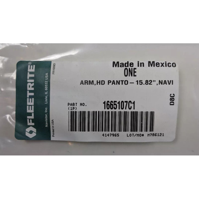 Fleetrite 1665107C1 Navistar Wiper Arm With Washer Hose 15.82"